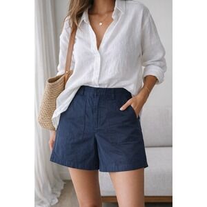 Jones New York Sport High Rise Shorts Womens Navy Size 14 Cotton Preppy Coastal